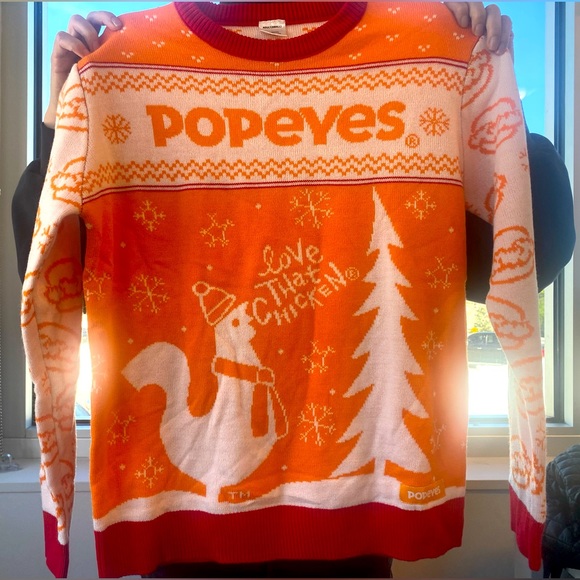 UNIQUE Popeyes Ugly Sweater - Used Once - Picture 1 of 3